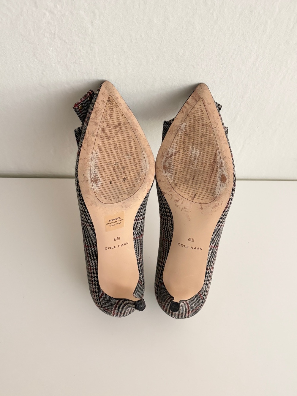 Cole Haan Plaid Pointed-Toe Pumps with Bow Accent - Picture 8 of 9